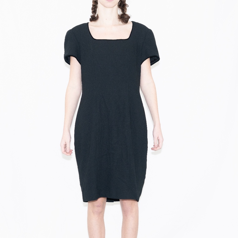 Vintage 90s black structured midi dress size 14 liz Claiborne